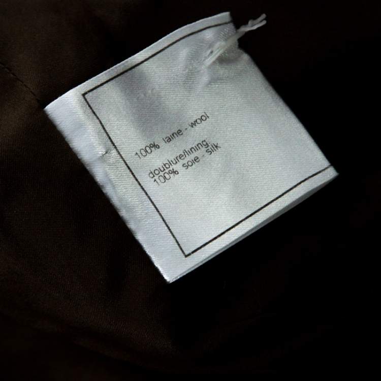 Pre Owned Chanel Vintage Brown Wool Point Collar Jacket M 