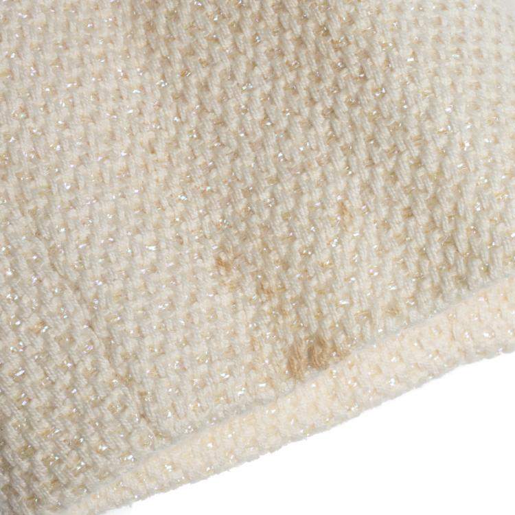 Pre Owned Chanel Cream & Iridescent Detail Cotton Blend Blazer L
