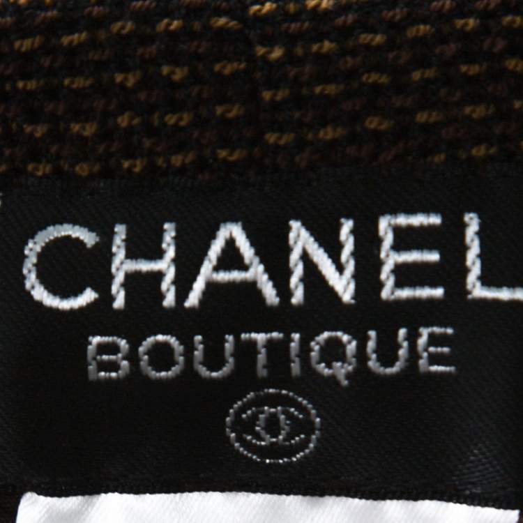 Pre Owned Chanel Brown Wool Blend Knit Maxi Skirt  L
