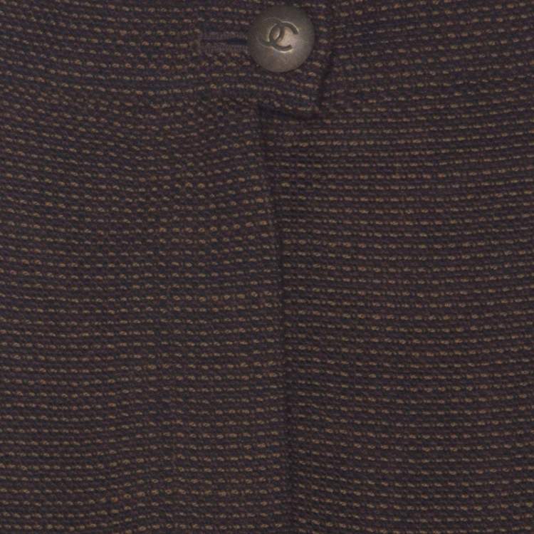 Pre Owned Chanel Brown Wool Blend Knit Maxi Skirt  L