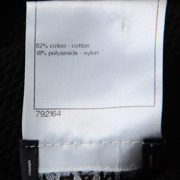 Pre Owned Chanel Black Knit Cotton Blend Embellished Button Cardigan M 