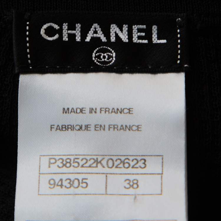 Pre Owned Chanel Black Knit Cotton Blend Embellished Button Cardigan M 