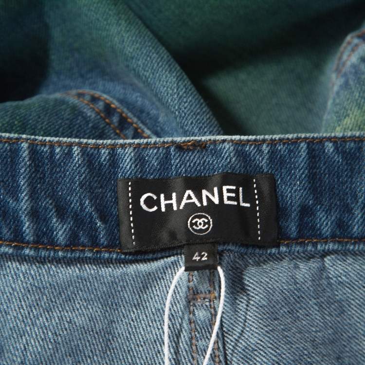 Pre Owned Chanel Multicolor Painted Effect Straight Fit Jeans L