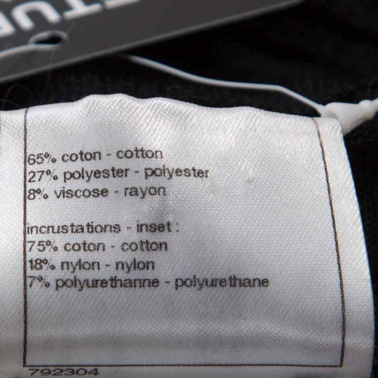 Pre Owned Chanel Black Cotton Blend Fish Scale Pattern Knit Strapless Dress M