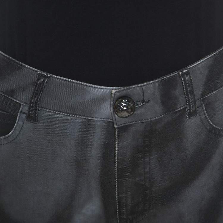 Pre Owned Chanel Grey Wash Effect Denim Regular Fit Jeans M