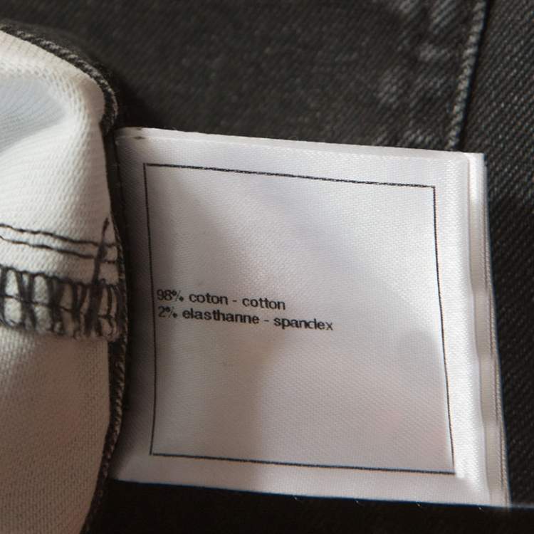 Pre Owned Chanel Grey Wash Effect Denim Regular Fit Jeans M