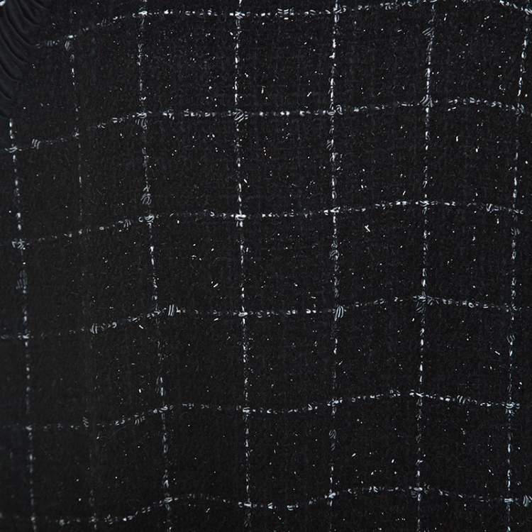 Pre Owned Chanel Black Checked Fantasy Tweed Sweater M