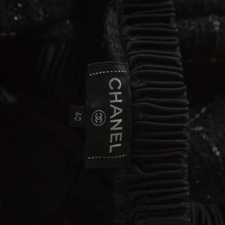 Pre Owned Chanel Black Checked Fantasy Tweed Sweater M