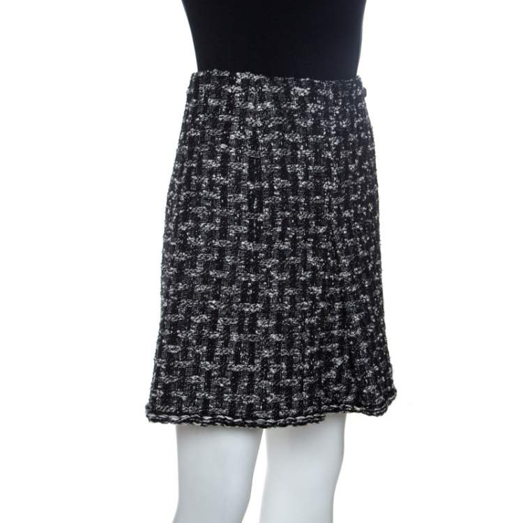 Chanel Black Tweed A Line Skirt M Chanel