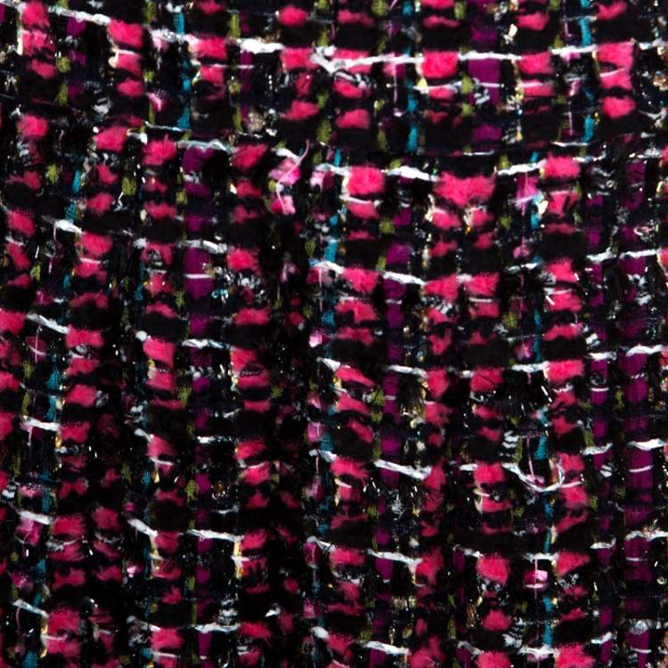 Pre Owned Chanel Multicolored Tweed Pleated Skirt M