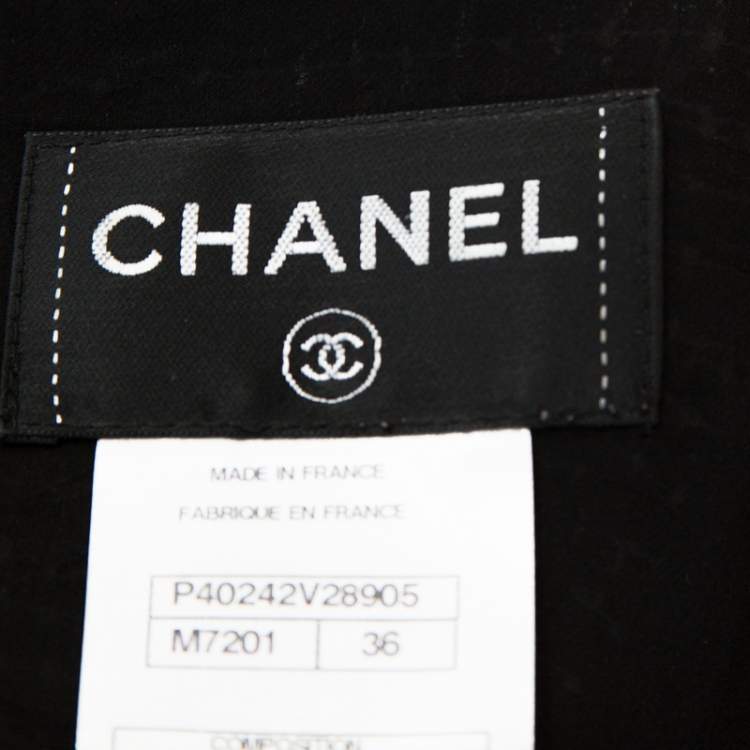 Pre Owned Chanel Black Striped Tweed Wool Mini Dress S
