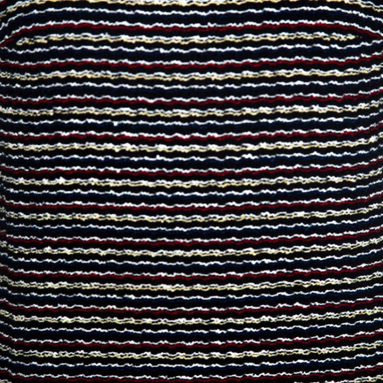Pre Owned Chanel Black Striped Tweed Wool Mini Dress S