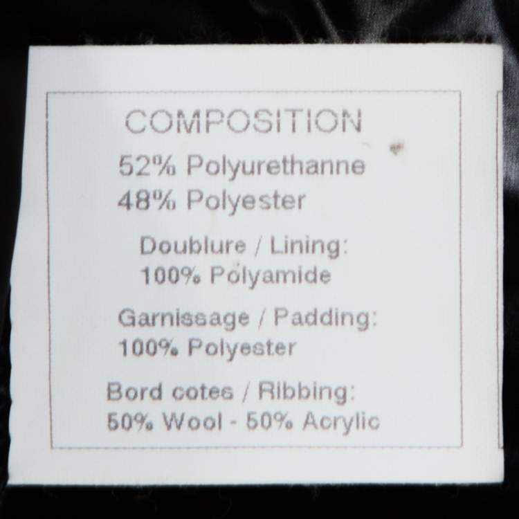 Pre Owned Chanel Black Quilted Rib Knit Trim Bomber Jacket L