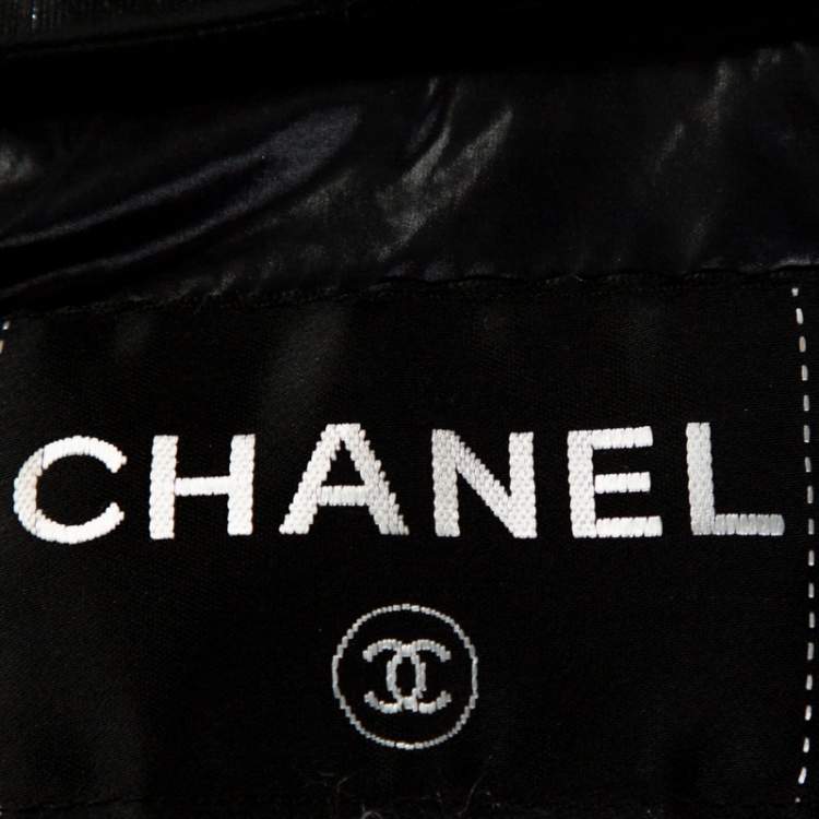 Chanel Black Quilted Rib Knit Trim Bomber Jacket L Chanel | TLC
