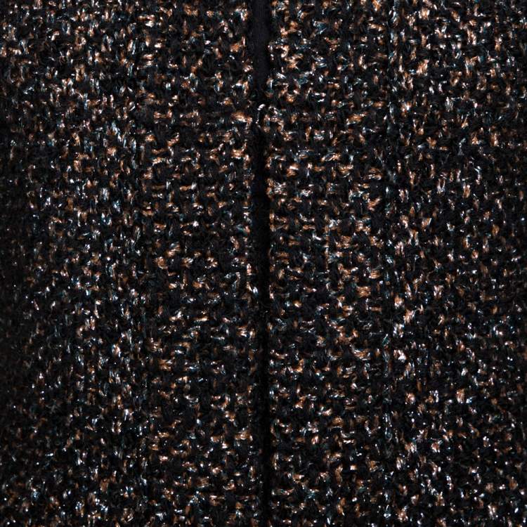 Pre Owned Chanel Black Lurex Tweed Alpaca Wool Cardigan L