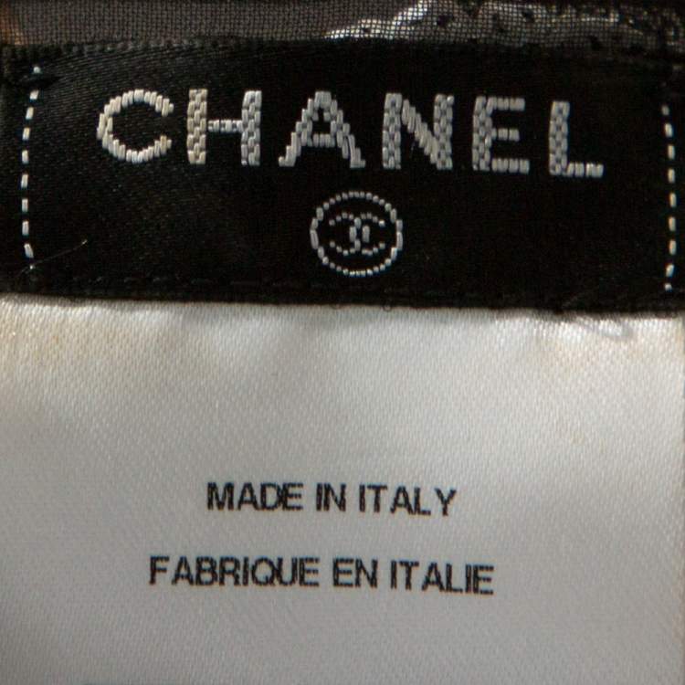 Pre Owned Chanel Monochrome Floral Sequined Mesh Palazzo & Top Set M