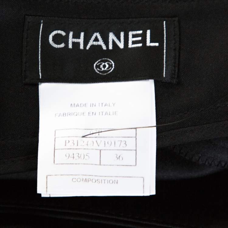 Pre Owned Chanel Black Silk Blend Fitted Trousers S
