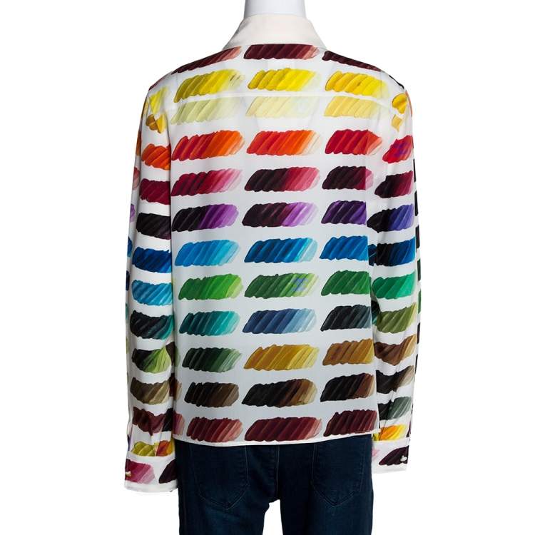 Pre Owned Chanel Multicolor Silk Colorama Print Long Sleeve Shirt L