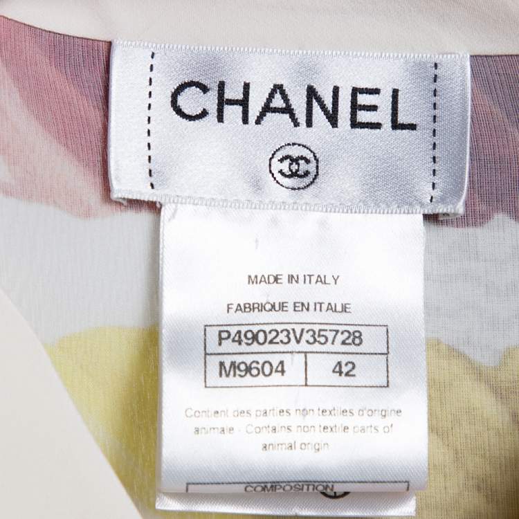 Pre Owned Chanel Multicolor Silk Colorama Print Long Sleeve Shirt L