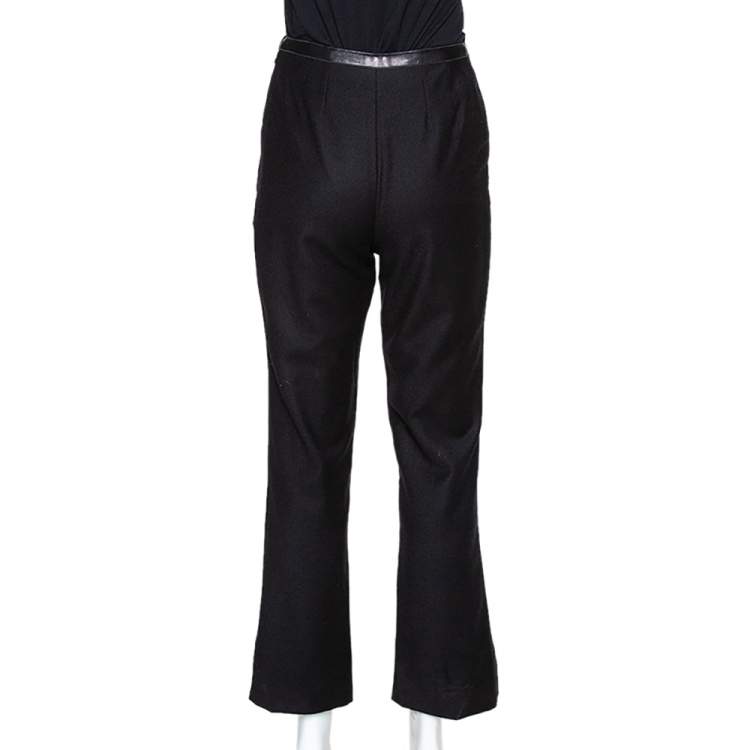 Pre Owned Chanel Black Cashmere Straight Leg Trousers S