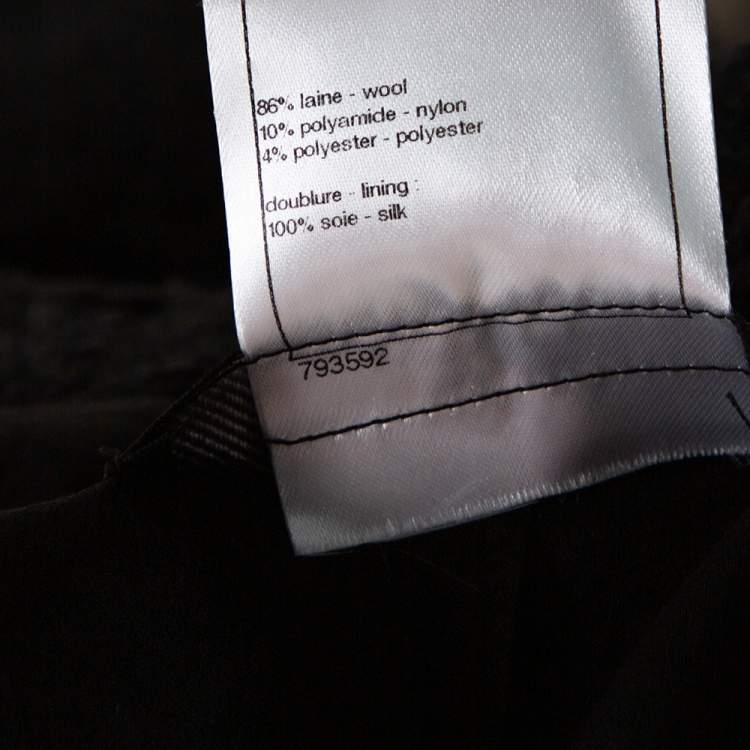 Pre Owned Chanel Black Tweed Single Button Tailored Jacket L