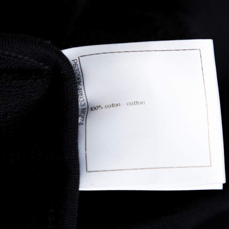 Pre Owned Chanel Black Printed & Embellished Cotton Long Sleeve Sweatshirt XL