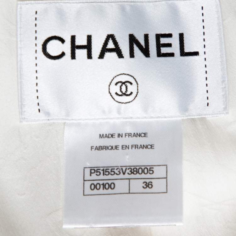 Pre Owned Chanel Off white Ribbed Cotton Button Front Jacket S