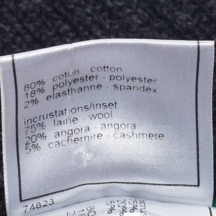 Pre Owned Chanel Charcoal Grey Denim & Rib Knit Pant Suit S