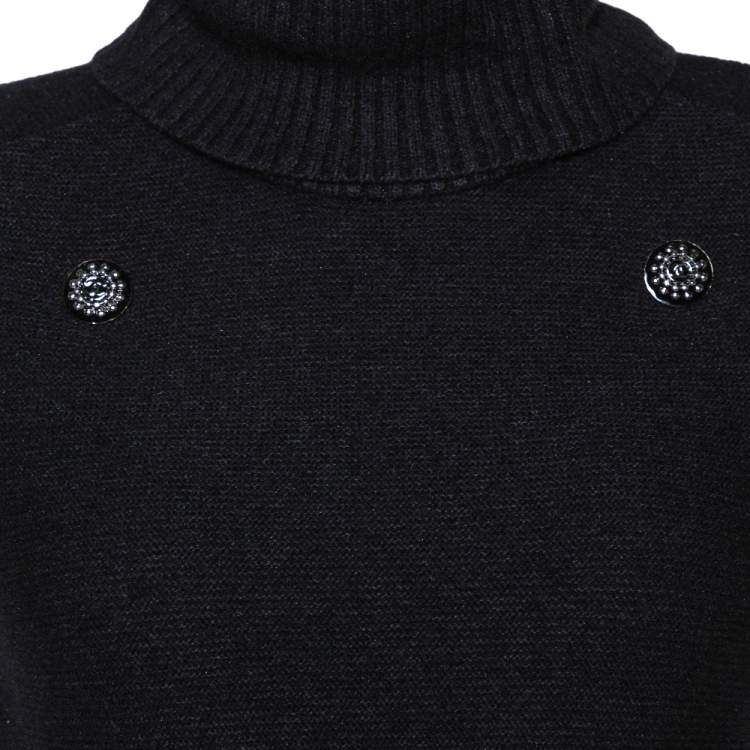 Pre Owned Chanel Black Cashmere Blend Turtleneck Sweater Dress S