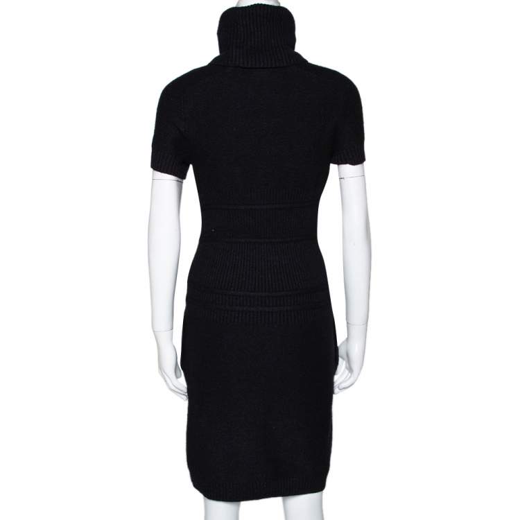 Pre Owned Chanel Black Cashmere Blend Turtleneck Sweater Dress S