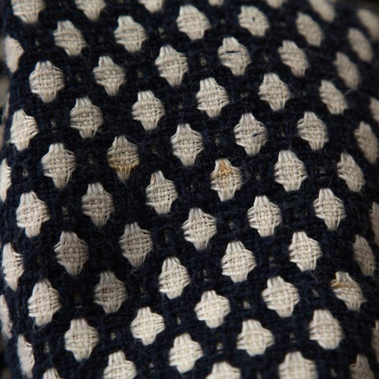 مملوك ة مسبقًا Chanel Navy Blue Tweed Bamboo Blend Brooch Detail Jacket S