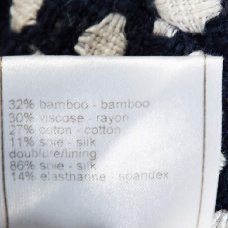 مملوكة مسبقًا Chanel Navy Blue Tweed Bamboo Blend Brooch Detail Jacket S