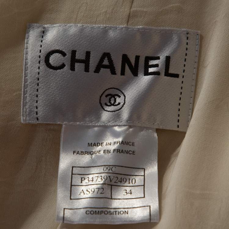 Pre Owned Chanel Cream Wool Button Front Jacket S