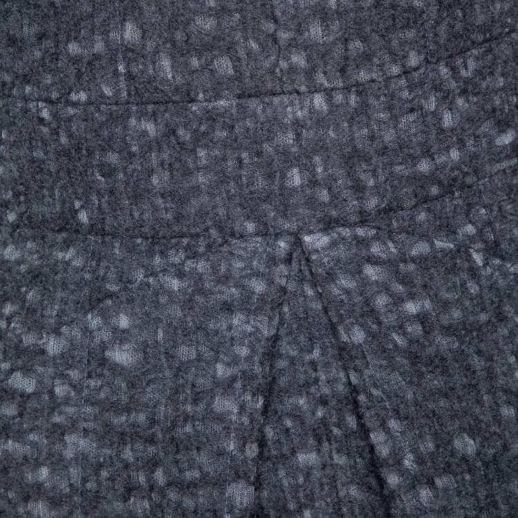 Pre Owned Chanel Grey Wool Felted Midi Dress M