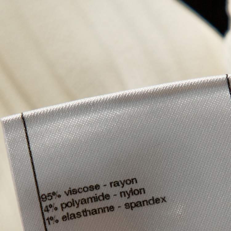 Pre Owned Chanel White Rib Knit Contrast Trim Detail Mini Dress S