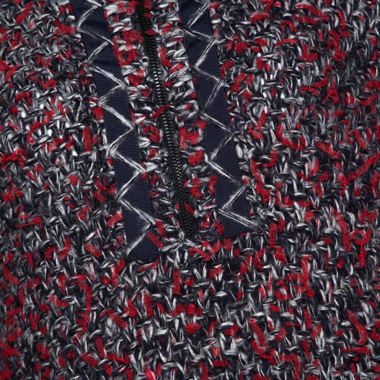 Pre Owned Chanel Multicolor Cashmere Silk Mesh Detailed Sweater Top L