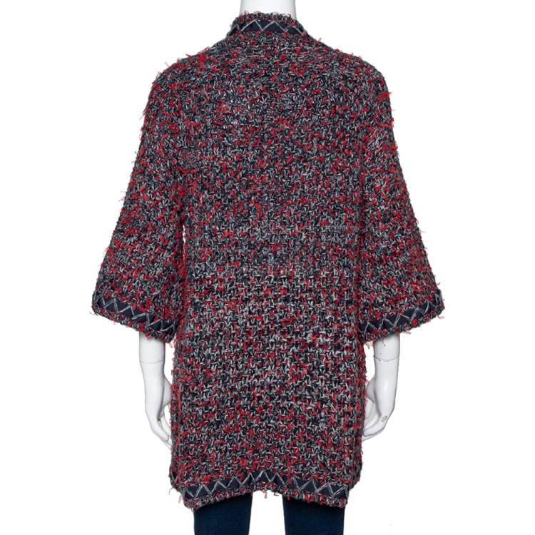 Pre Owned Chanel Multicolor Cashmere Silk Mesh Detailed Sweater Top L