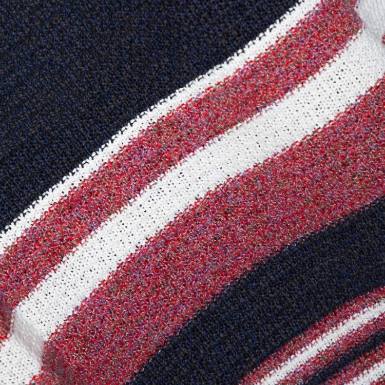 Pre Owned Chanel Blue Cotton Blend Striped Sleeveless Top M