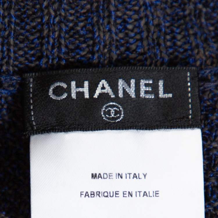 Pre Owned Chanel Blue Cotton Blend Striped Sleeveless Top M