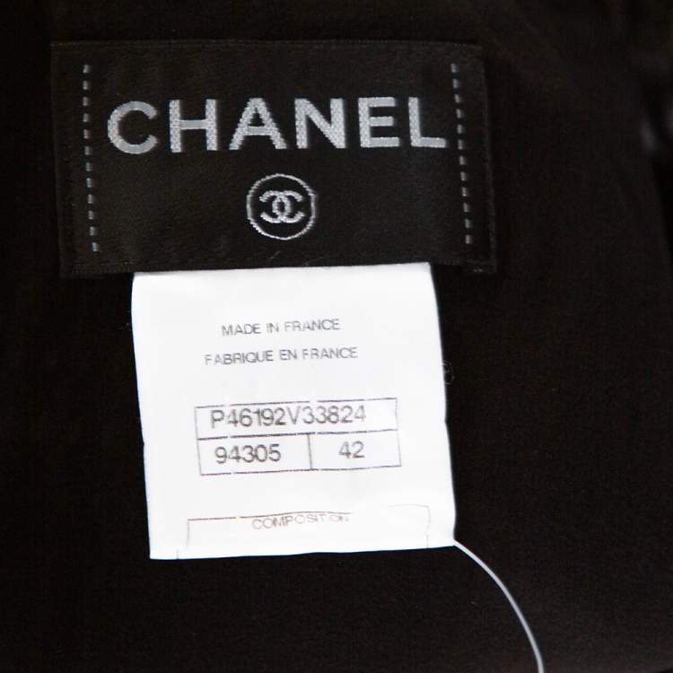 Pre Owned Chanel Black Nylon Mesh Fitted Sheath Dress L