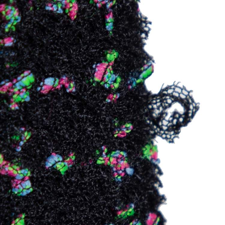 Pre Owned Chanel Black Boucle Knit & Mesh Short Sleeve Dress L