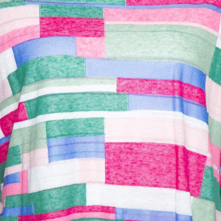 Pre Owned Chanel Multicolor Abstract Printed Knit Turtleneck Top S