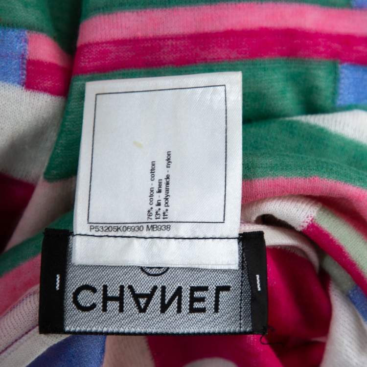 Pre Owned Chanel Multicolor Abstract Printed Knit Turtleneck Top S