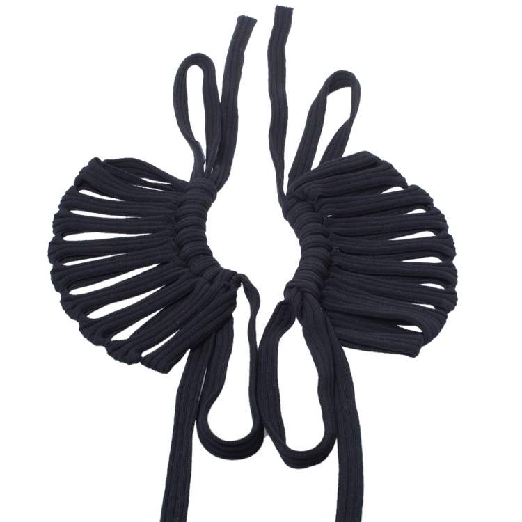 Pre Owned Chanel Black Rib Knit Turtle Neck Dress S