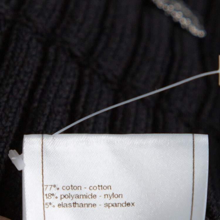 Pre Owned Chanel Black Rib Knit Turtle Neck Dress S
