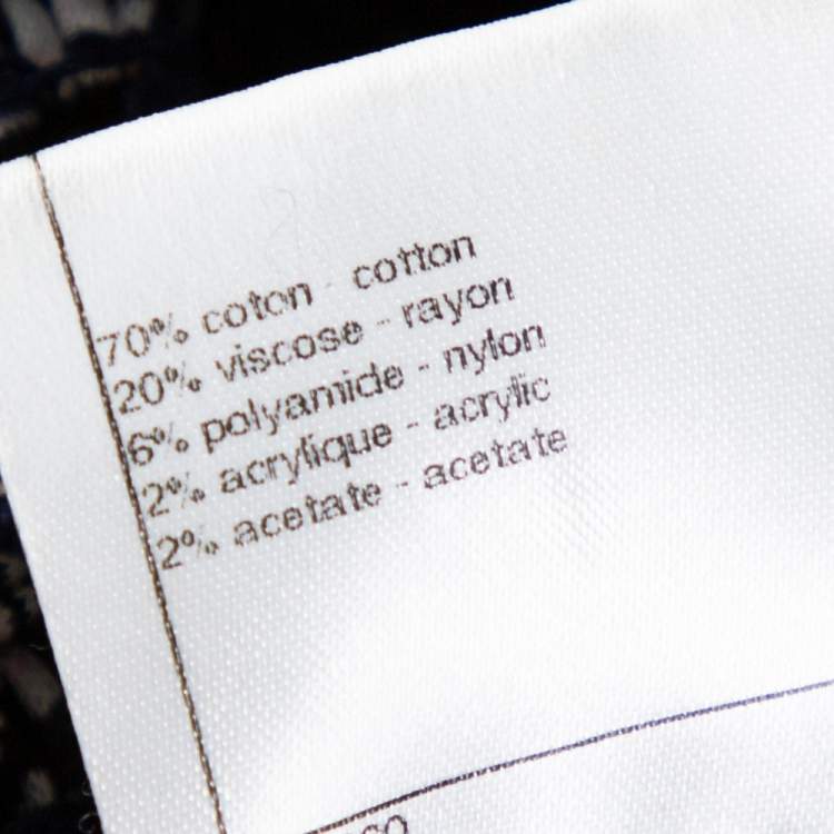 Pre Owned Chanel Navy Blue Crochet Knit Neck Chain Detail Jacket M