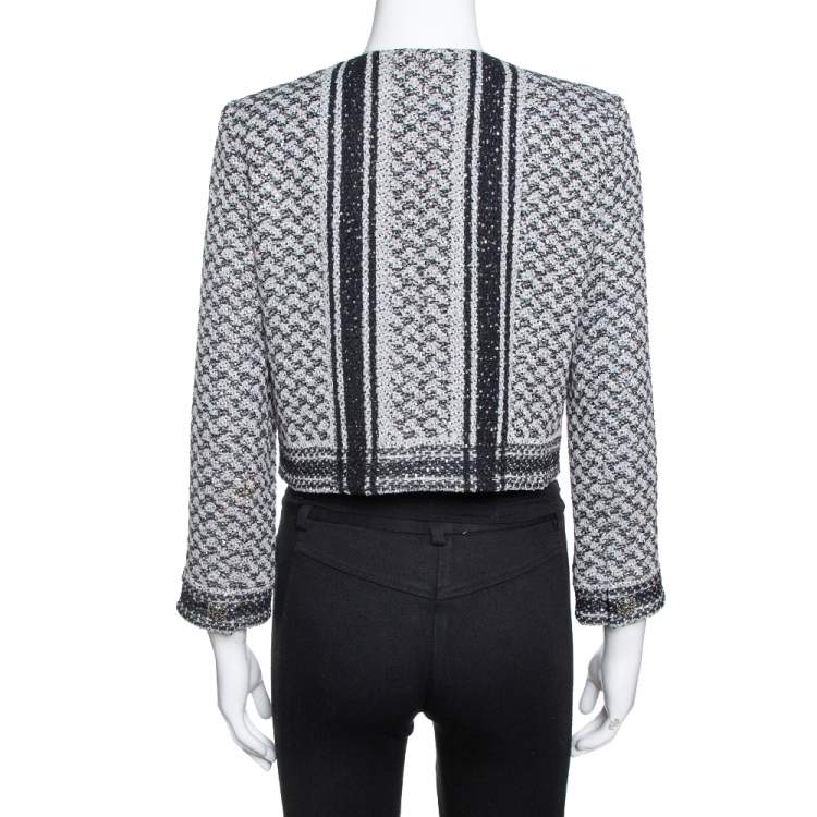 مملوكة مسبقًا Chanel Monochrome Textured Sequined Jacket M