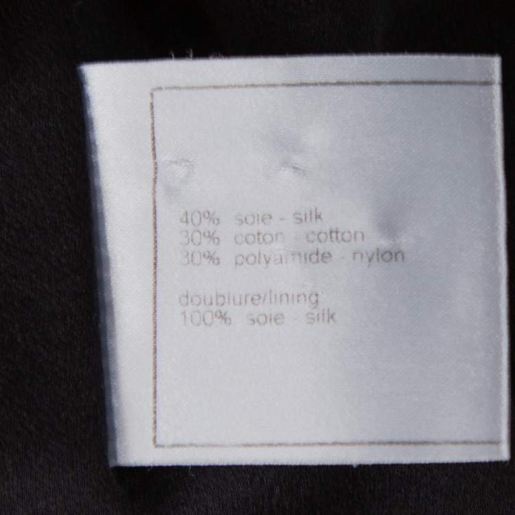 Pre Owned Chanel Black Silk & Cotton Fringed Button Front Jacket L