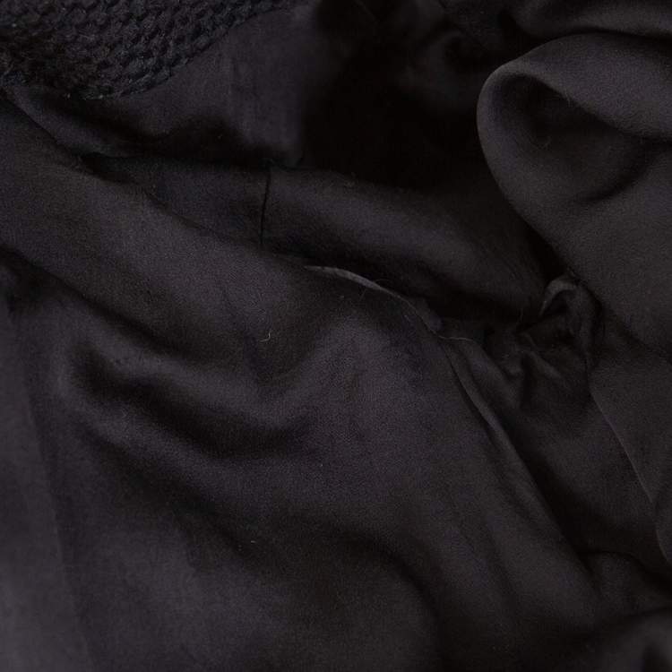 Pre Owned Chanel Black Silk & Cotton Fringed Button Front Jacket L