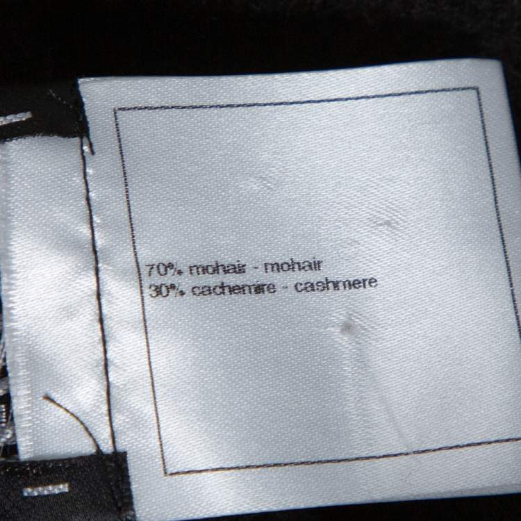 Pre Owned  Chanel Black Bead Embellished Mohair Button Front Cardigan M